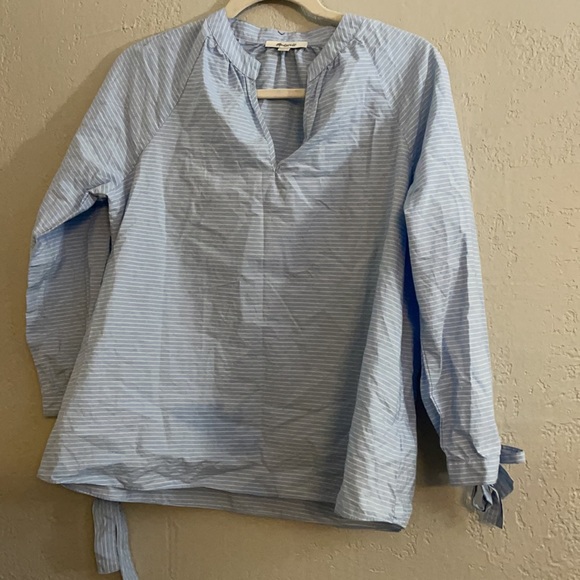 Madewell Striped Tie-Sleeve Popover Top - Picture 5 of 13